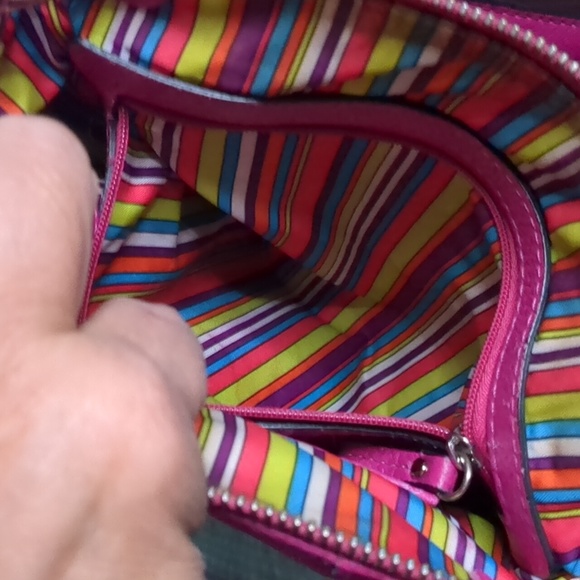 DANIER* Genuine leather hot pink crossbody bag front pouch zip top 2comp - Picture 11 of 17